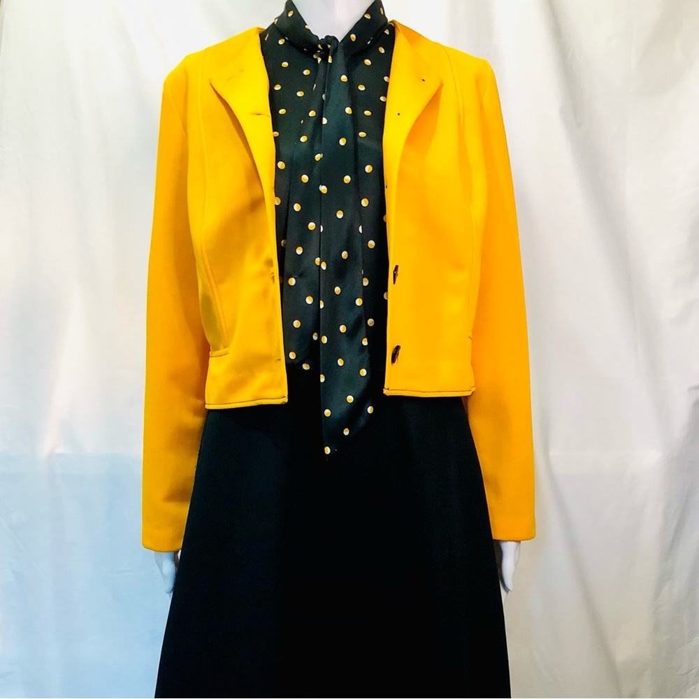 Vintage ILGWU Yellow And Black Housedress And Jacket, Size 14